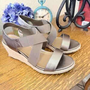 Vionic Tulum Ainsleigh Taupe Espadrille Style Wedge Sandal Sz 11